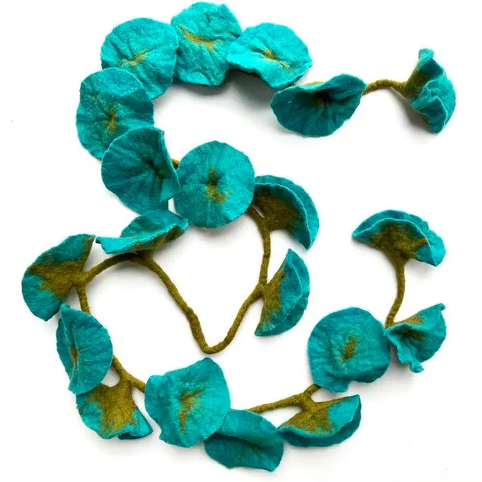 The Winding Road - Felt Garland - Flower Vine Turquoise